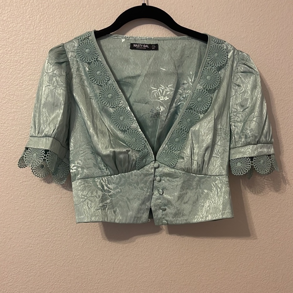 Nasty gal seaform green blouse size 4 NWOT #6 - Picture 4 of 8